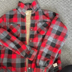 Weatherproof Red and Black Buffalo Plaid Sherpa-Lined Jacket